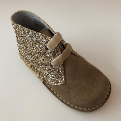 145 Nens Gold Suede and Glitter Desert Boots